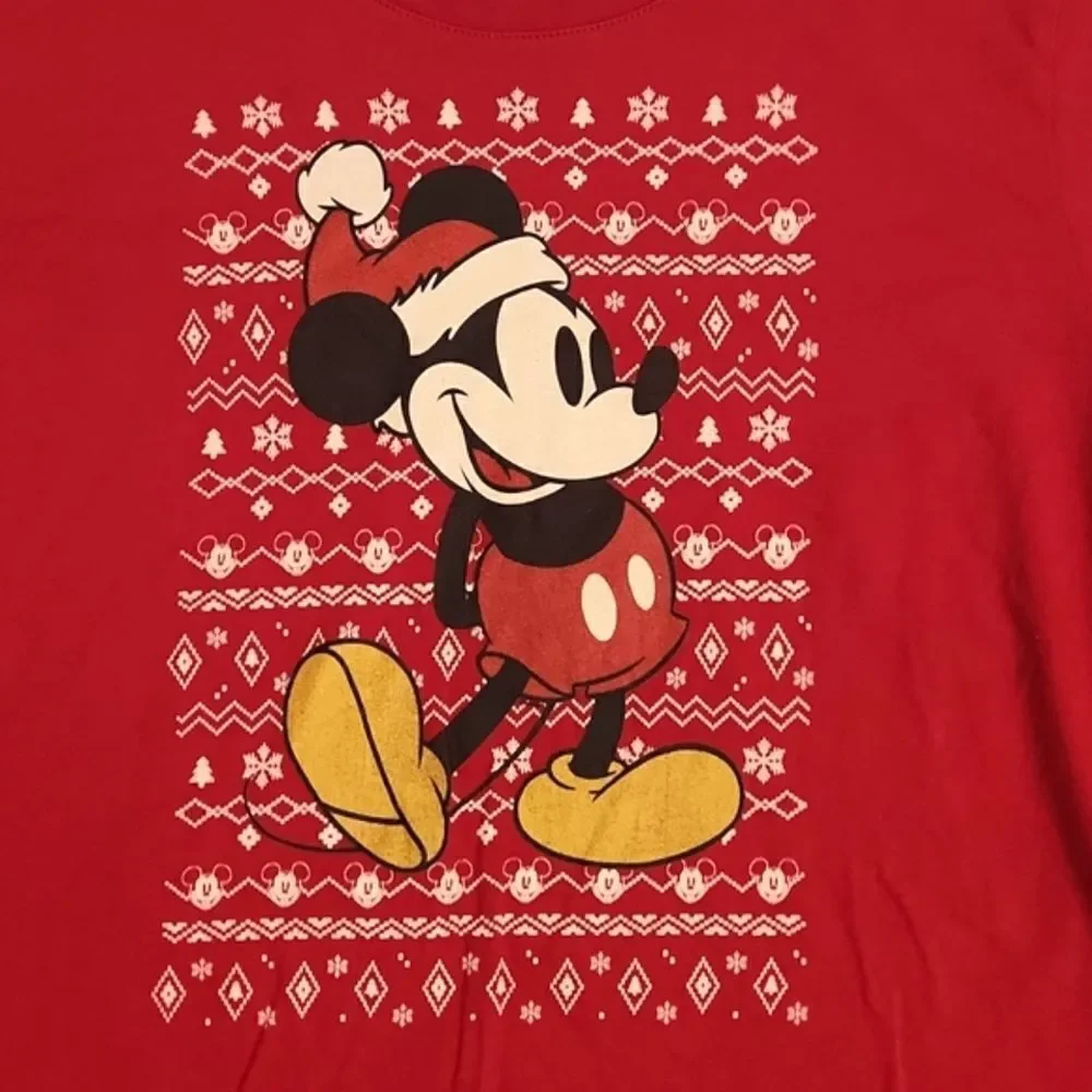 Mens Mickey Mouse Red Christmas Tee By Disney Size XL. - Picture 8 of 13